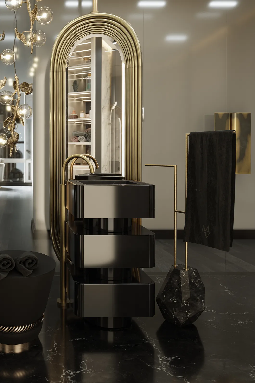 Brilliance zwarte handdoekrek