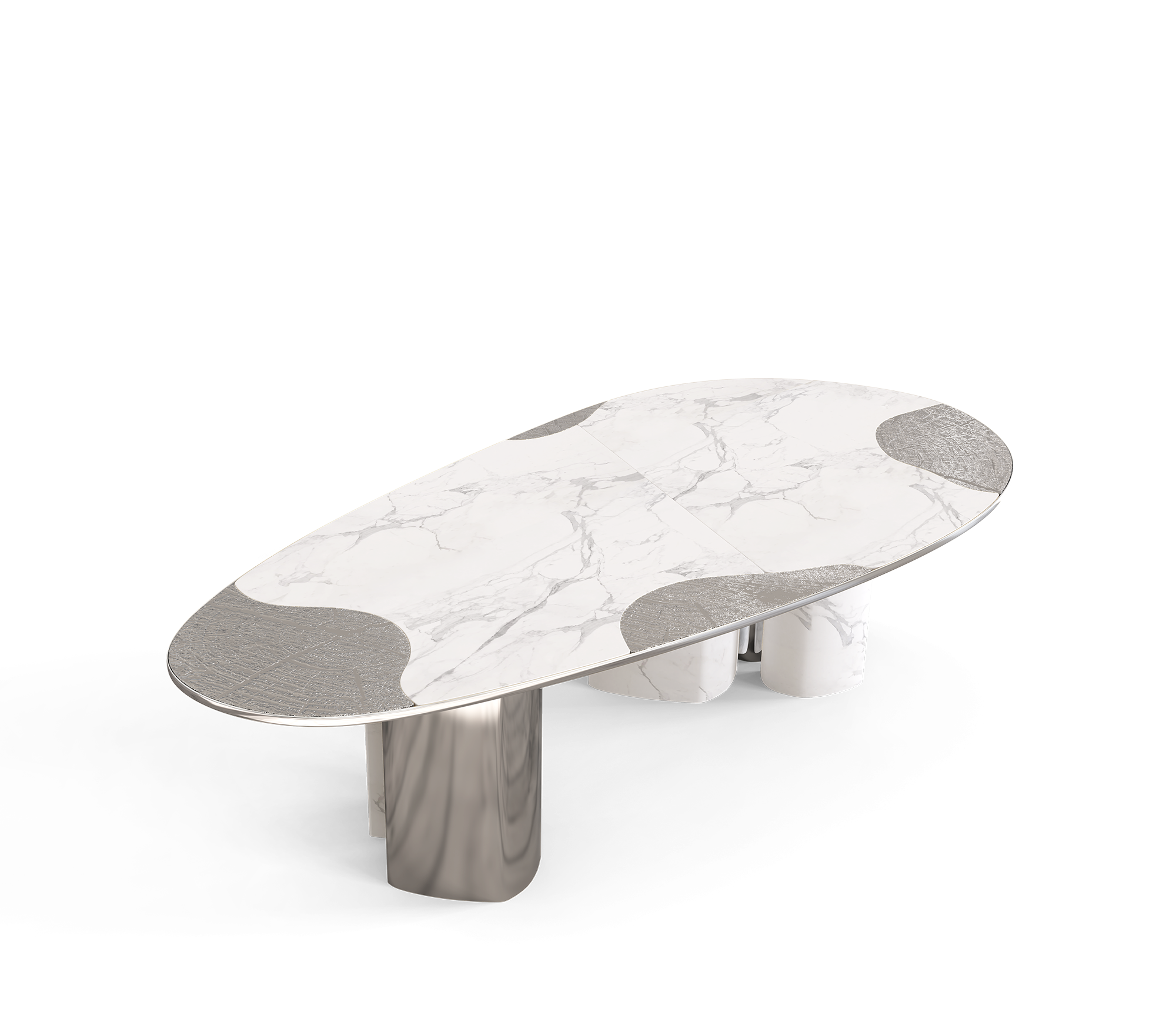 Athena Carrara marmer en zilveren eettafel