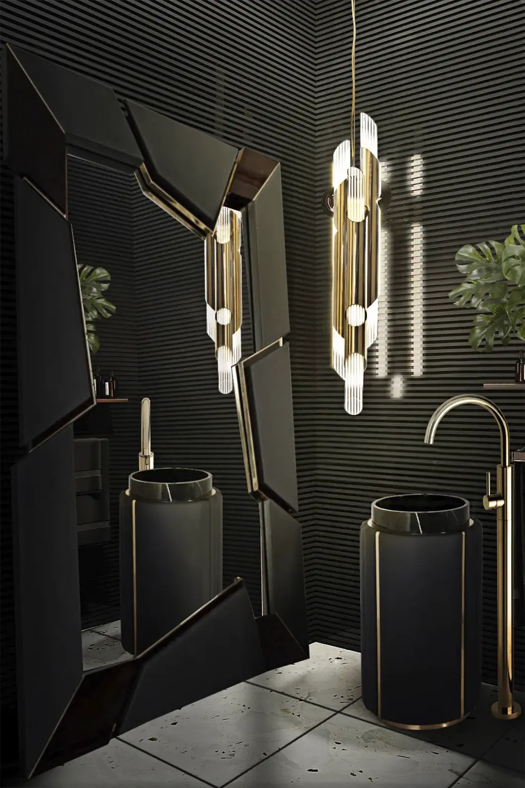 Imperial zwarte zuil wastafel