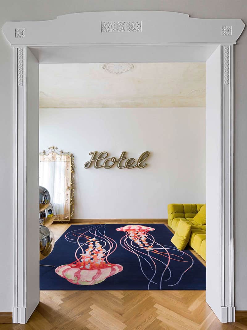 Jellyfish handgeknoopt tapijt