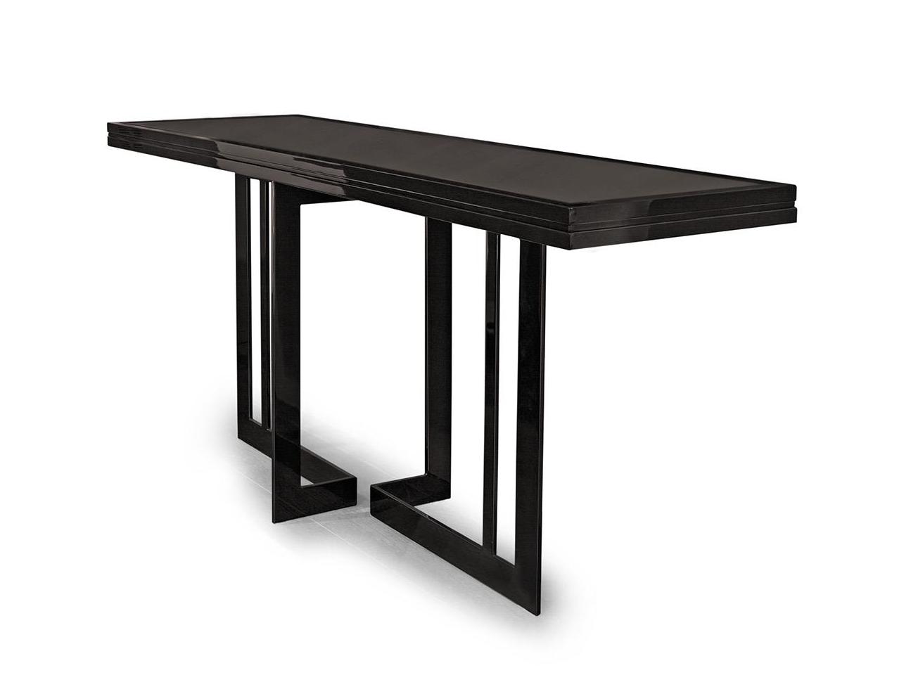 Kastanje fineer en metalen poot console