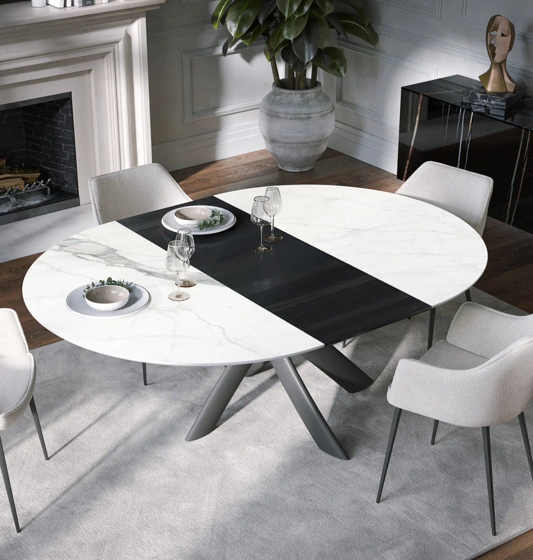 Style ronde uitschuifbare eettafel