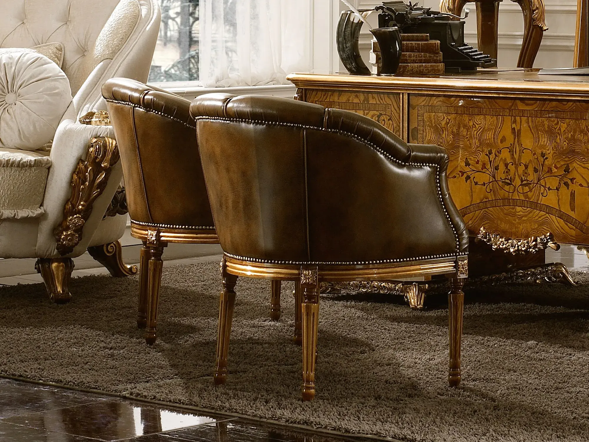 Dolcevita leren stoel met armleuningen