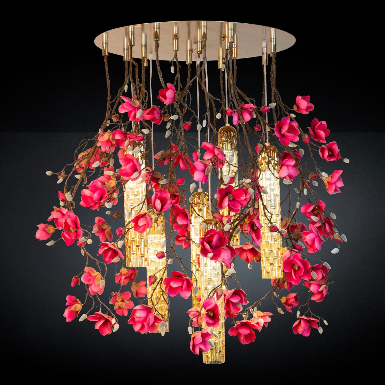 Magnolia roze-gouden kroonluchter