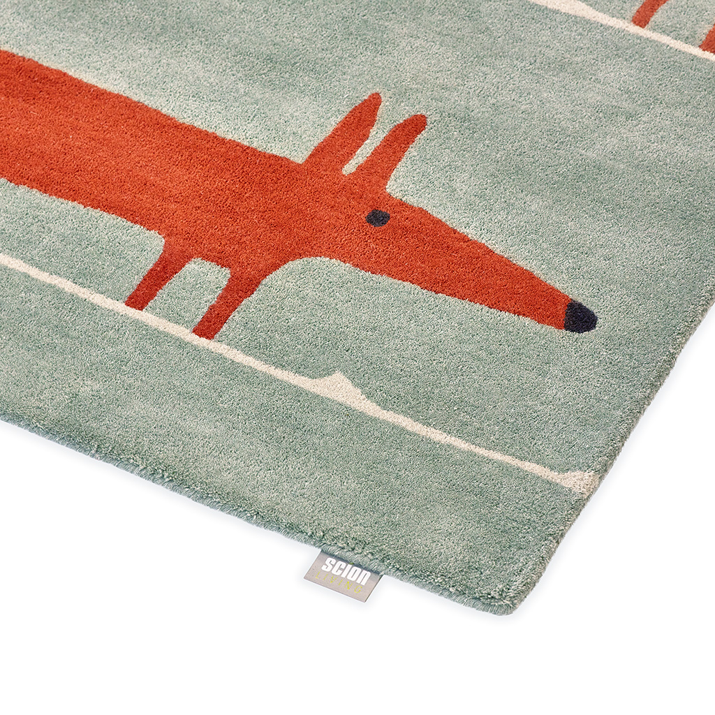 Mr. fox mint/poppy tapijt | Maat: 120 × 180 cm