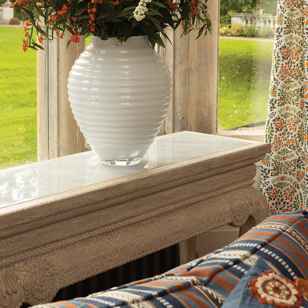 York Venetian White Oak mini console