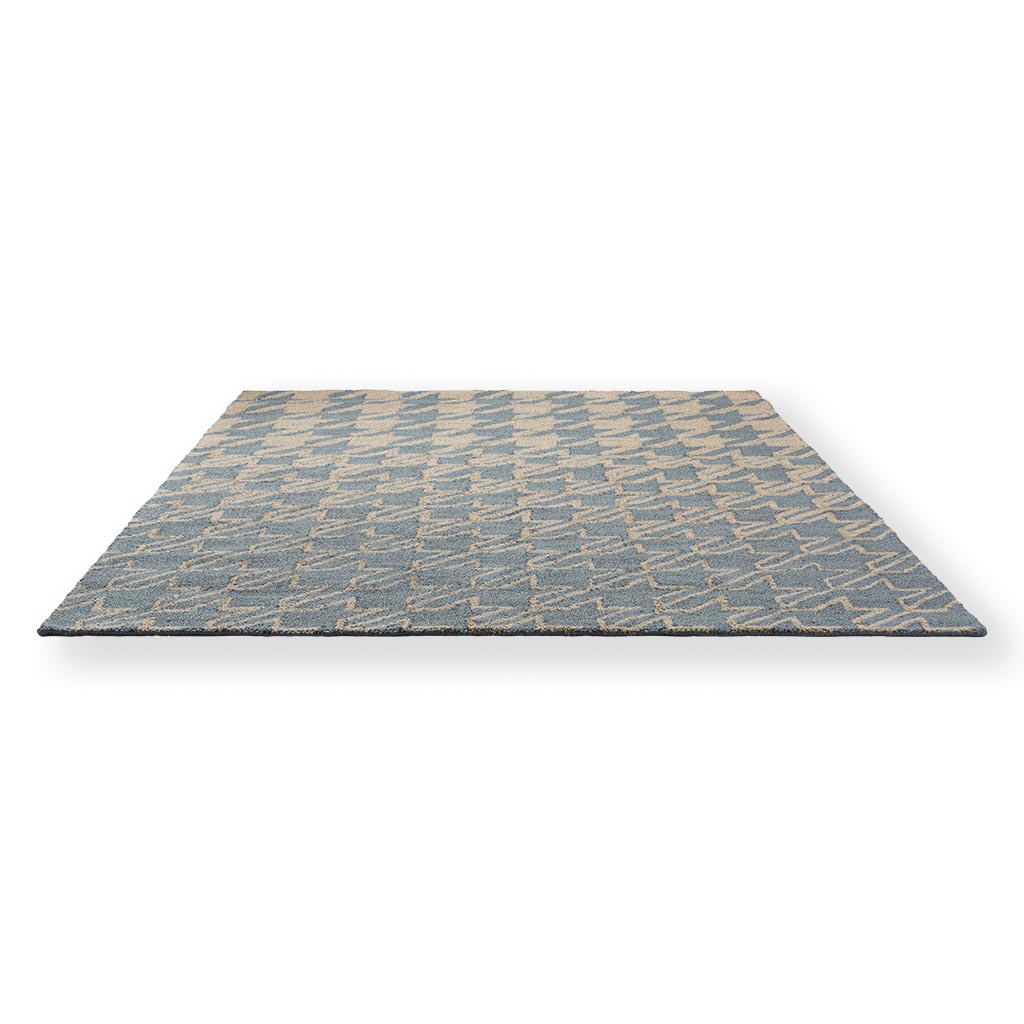 Houndstooth gewassen blauw outdoor tapijt | Maat: 250 × 350 cm