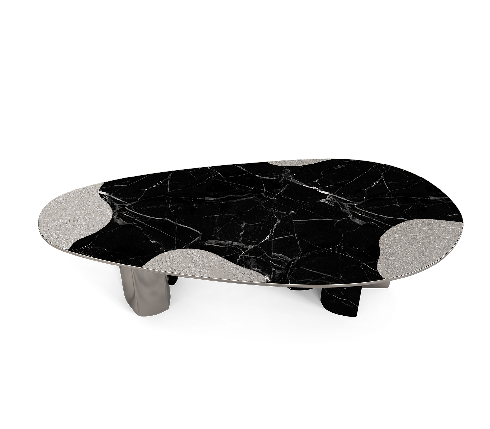 Athena Nero marmer en zilveren eettafel