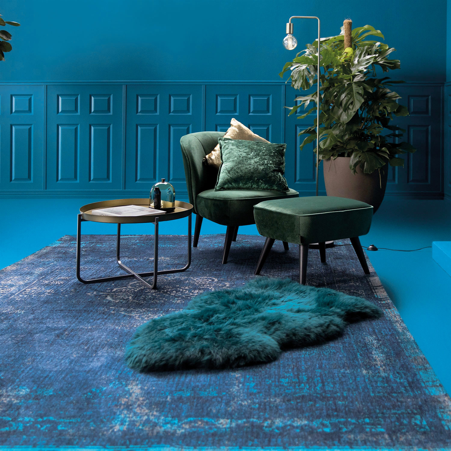 Vintage Style Blue Night tapijt | Maat: 140 × 200 cm