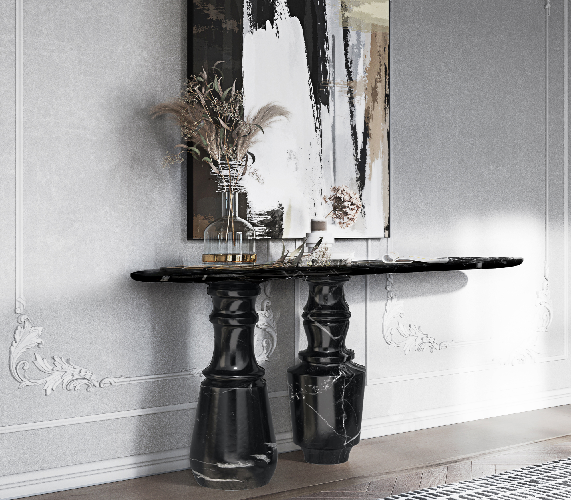 Obsidian Nero Marquina console