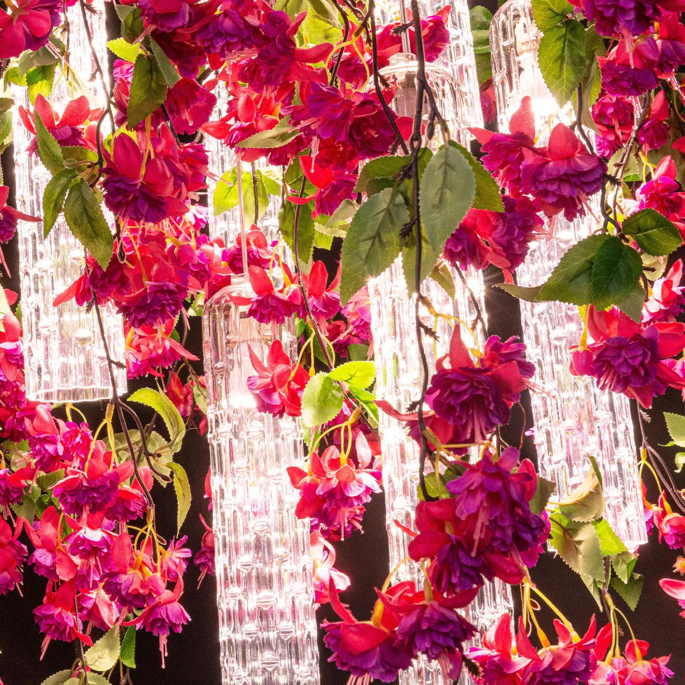 Pink Cascade vierkante kroonluchter