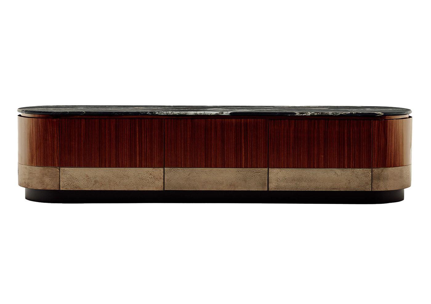 Alma Houten Tv-dressoir met Marmeren Blad