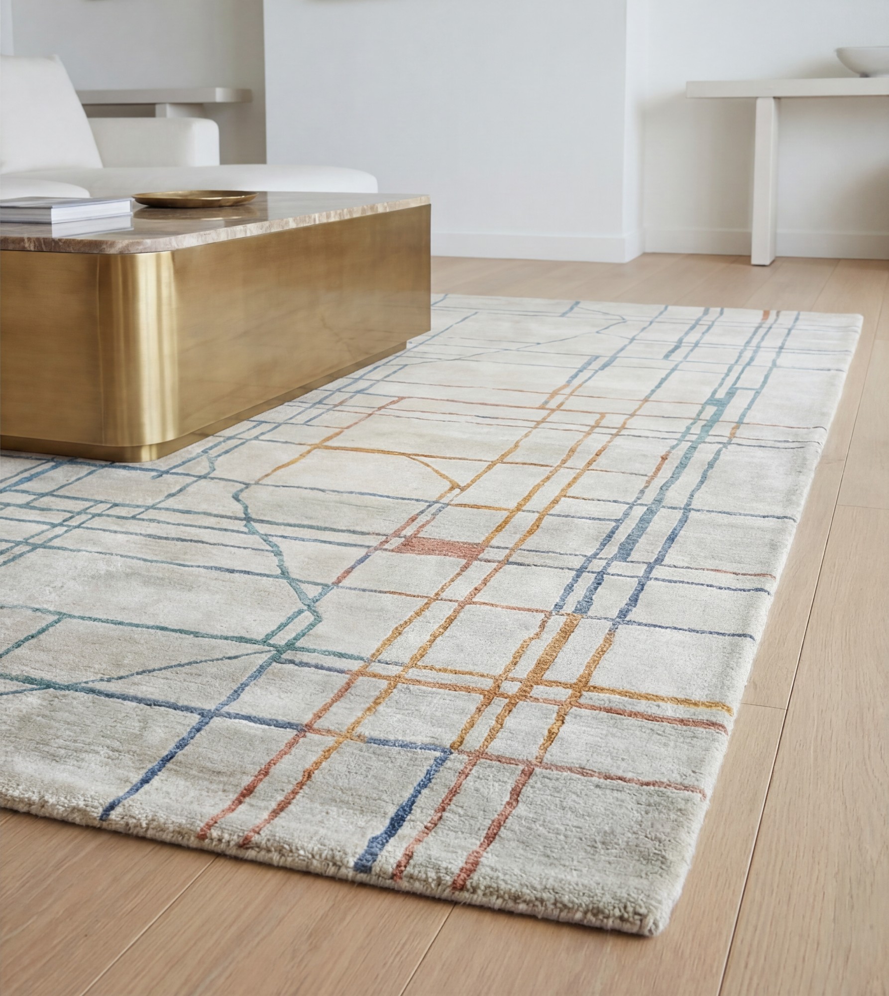 Linen Grid design vloerkleed