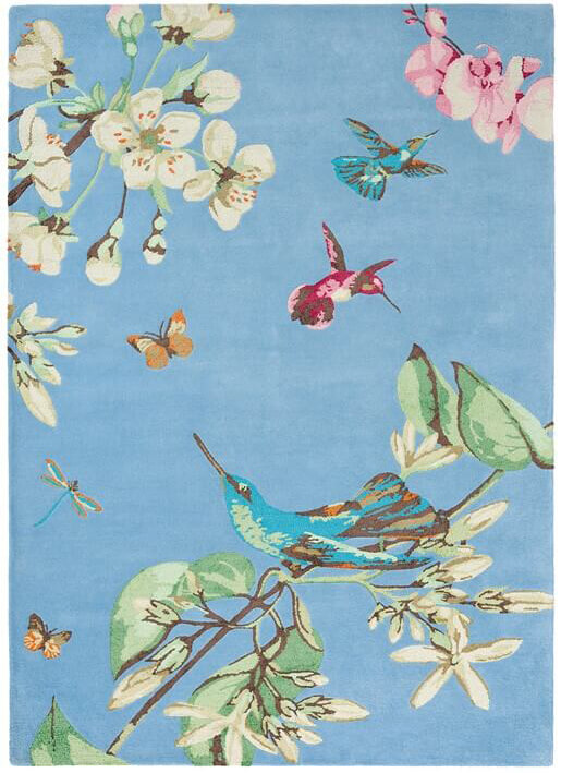 Hummingbird blauw tapijt | Maat: 120 × 180 cm