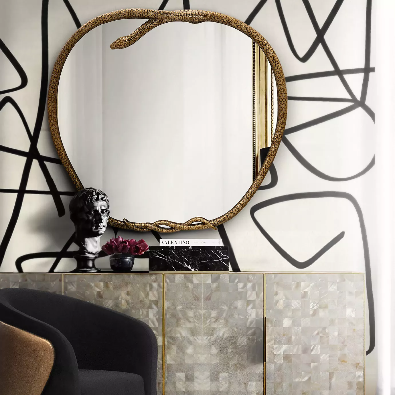 Serpentine appelvormige spiegel