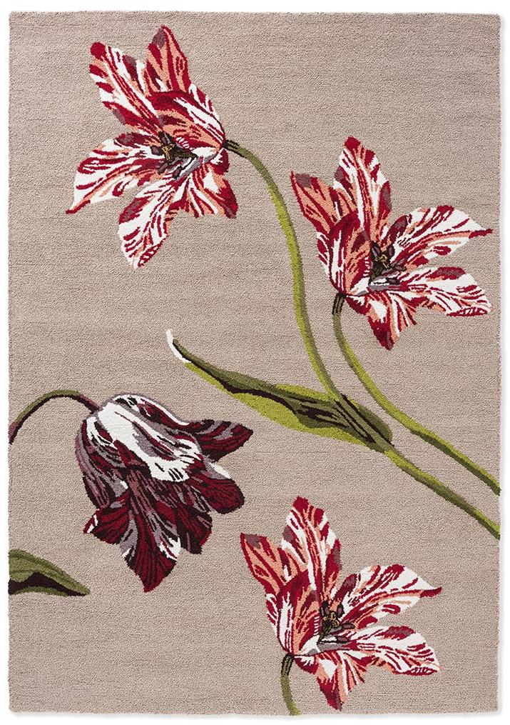 Botanical tulip beige/rood outdoor tapijt | Maat: 250 × 350 cm