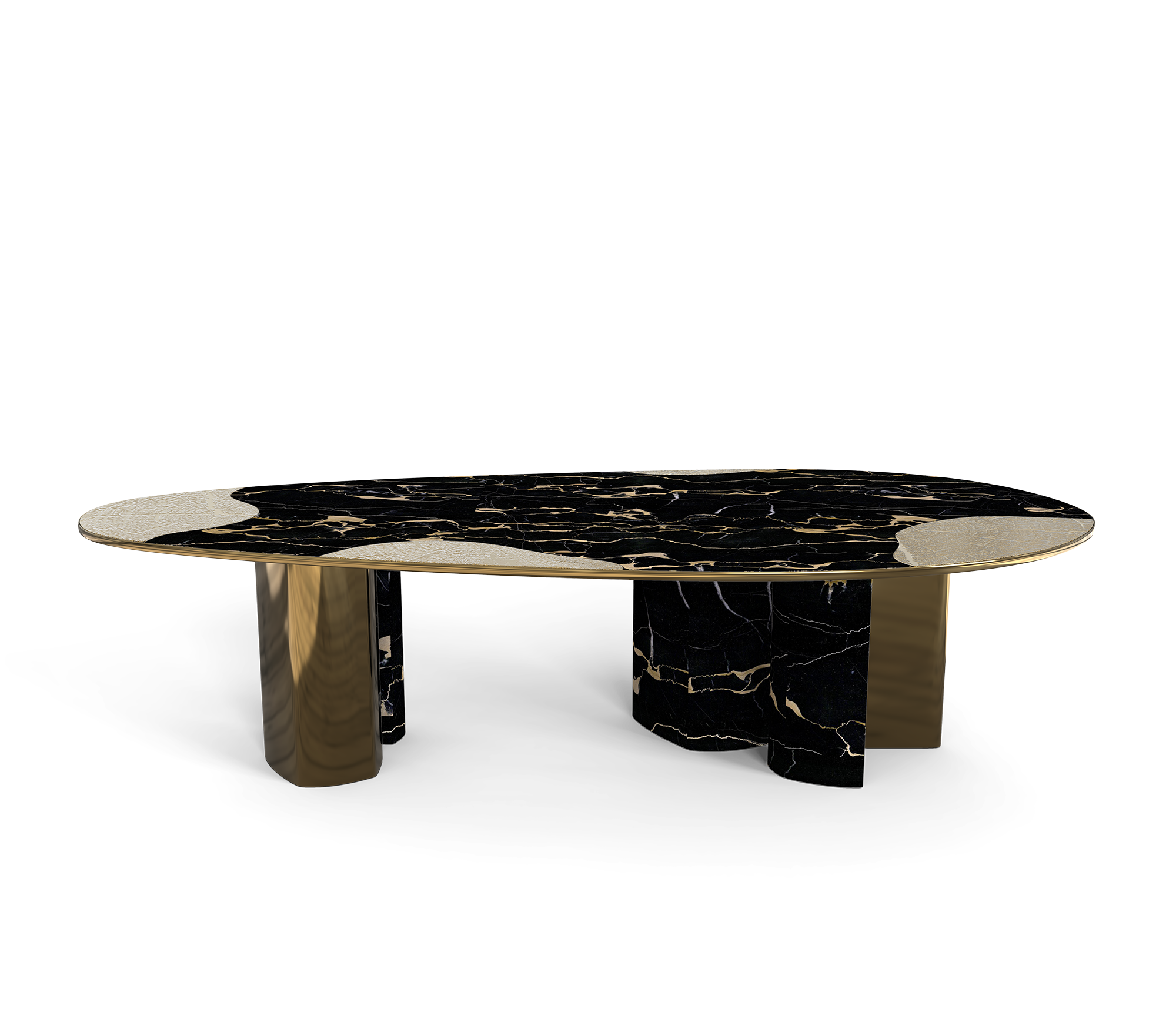 Athena Portoro marmer en patina eettafel