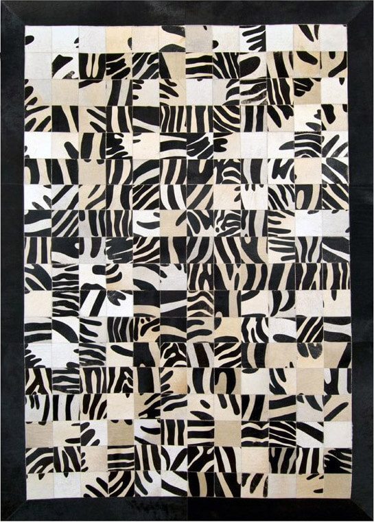 Mozaïek zebra koeienhuid tapijt | Maat: 250 × 280 cm