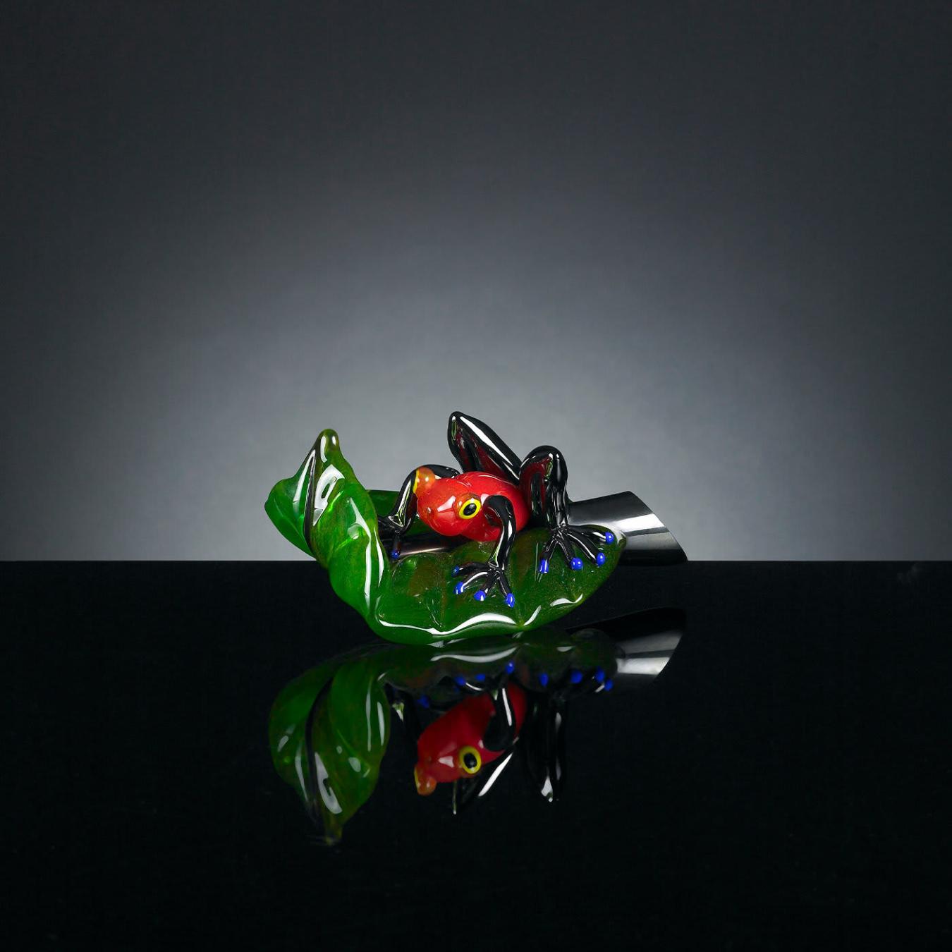 Rode kikker op blad figuur