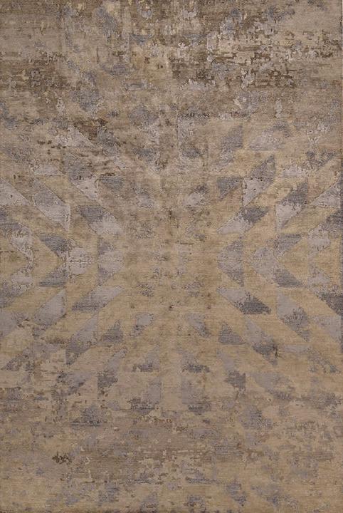 Handgeknoopt bamboe zijde abstract Indiaas vloerkleed