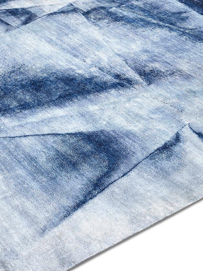 Marineblauw handgeknoopt vloerkleed