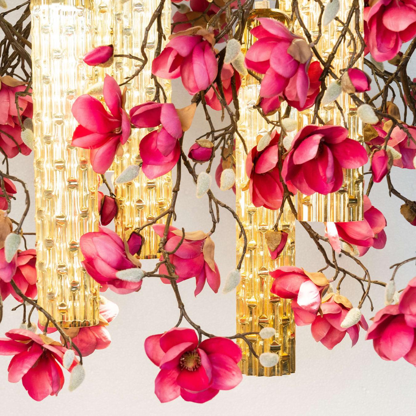 Magnolia vierkant gouden kroonluchter