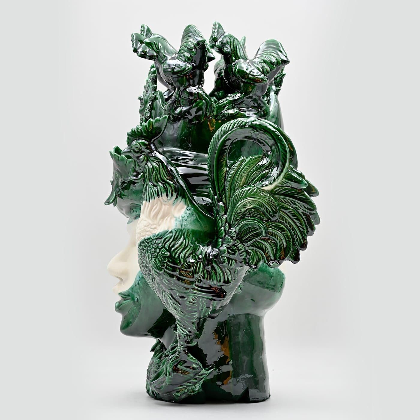 Groen-witte Moor's Head unieke sculptuur