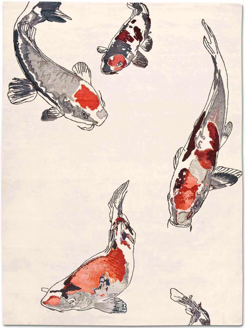 Fish Original on White luxe handgeknoopt vloerkleed