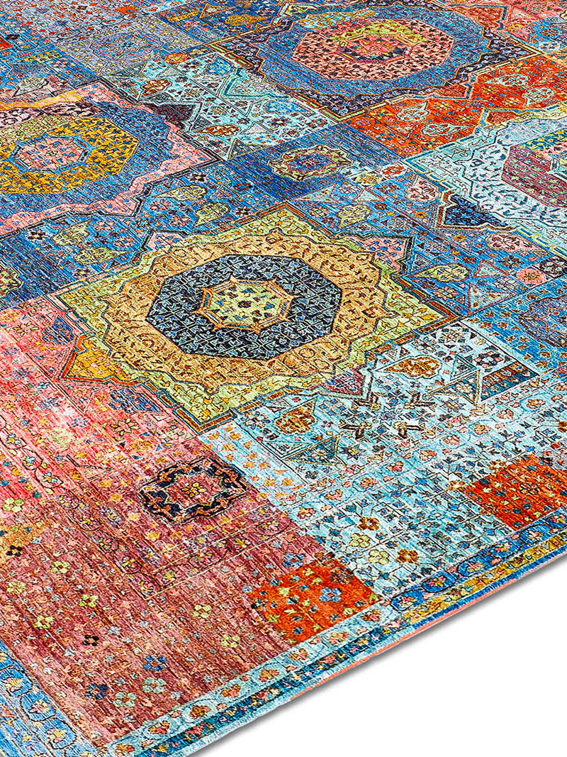 Cosmic Blue handgeknoopt vloerkleed