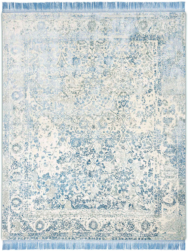 Lichtblauw luxe vloerkleed