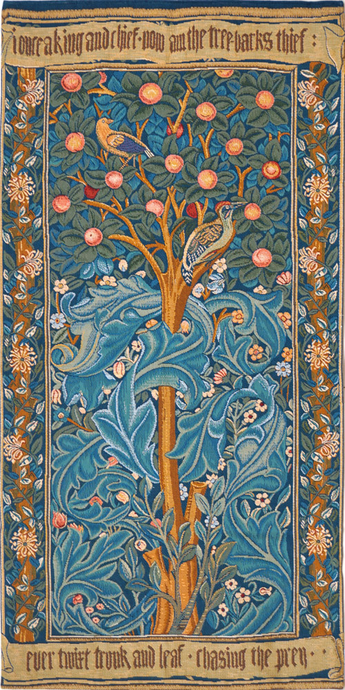 The Woodpecker, met perkament, William Morris wandtapijt | Maat: 50 × 100 cm
