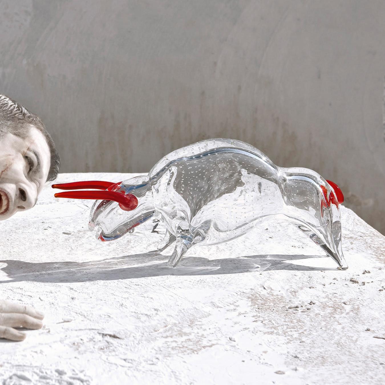 Glazen stier figuur
