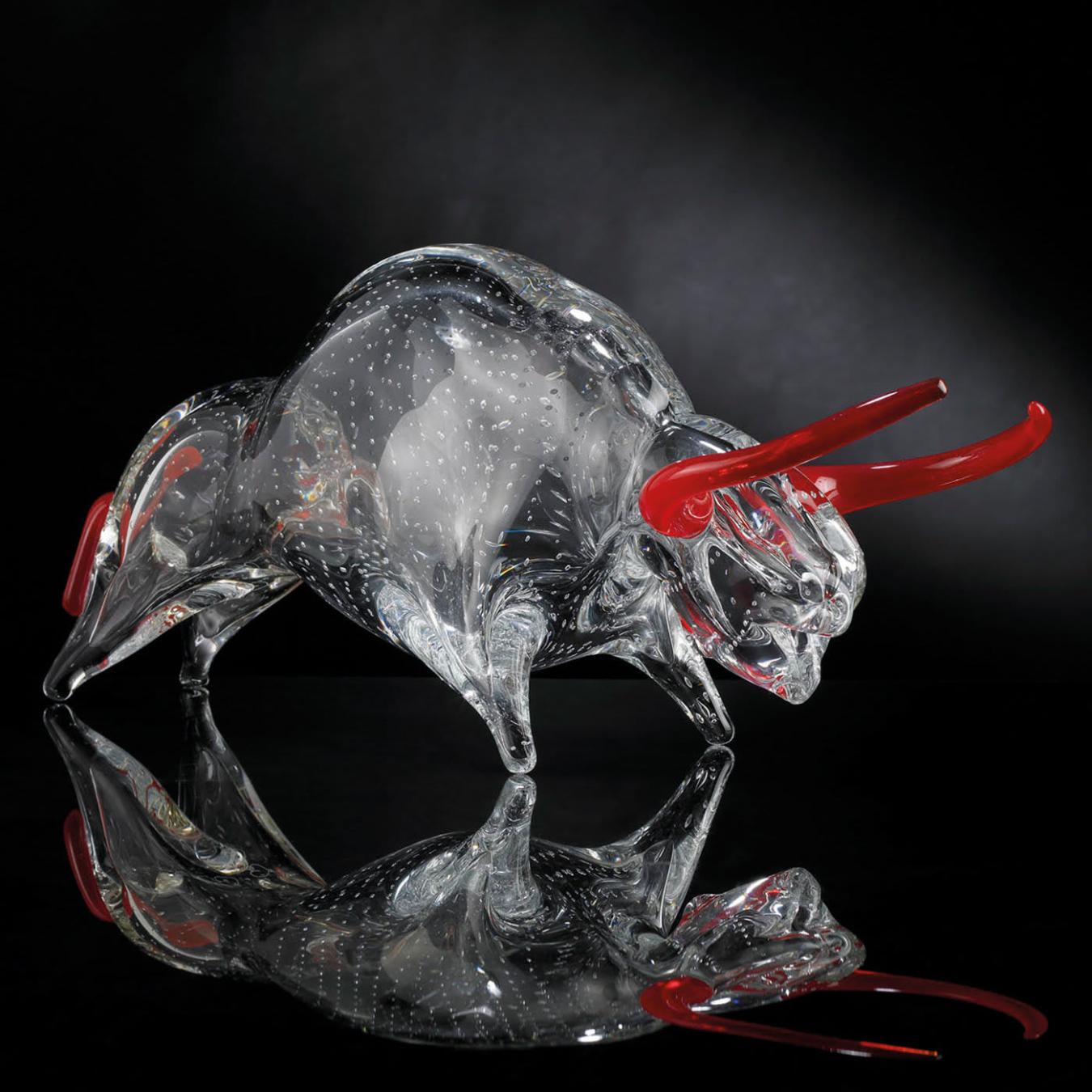 Glazen stier figuur