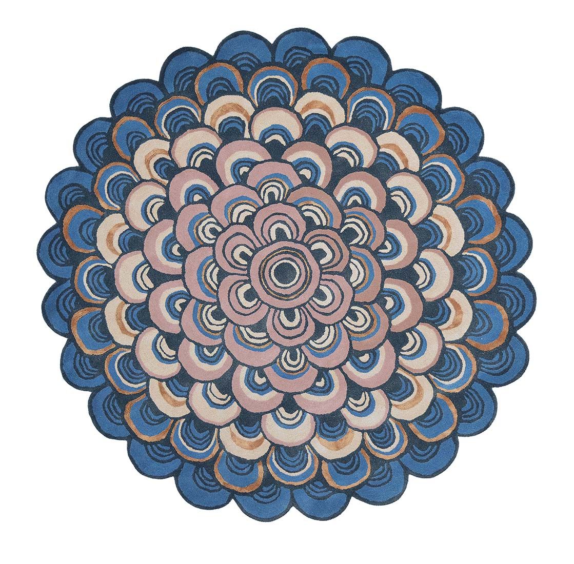 Masquerade blauw cirkel tapijt | Maat: Ø 200 cm