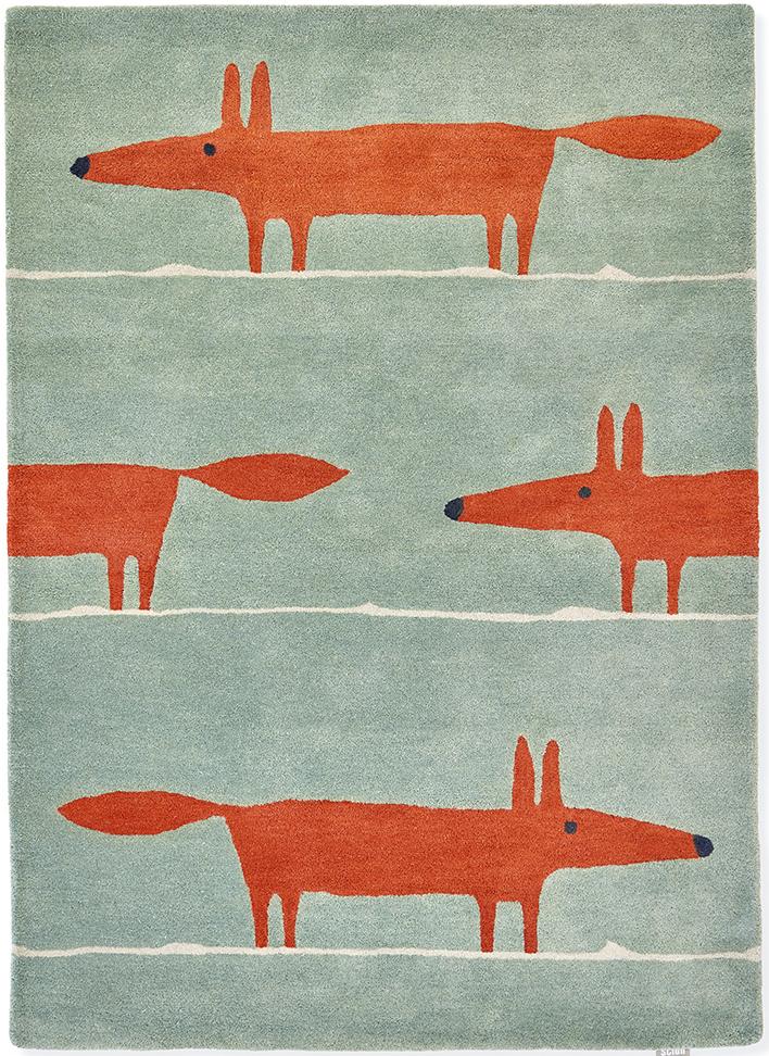 Mr. fox mint/poppy tapijt | Maat: 120 × 180 cm