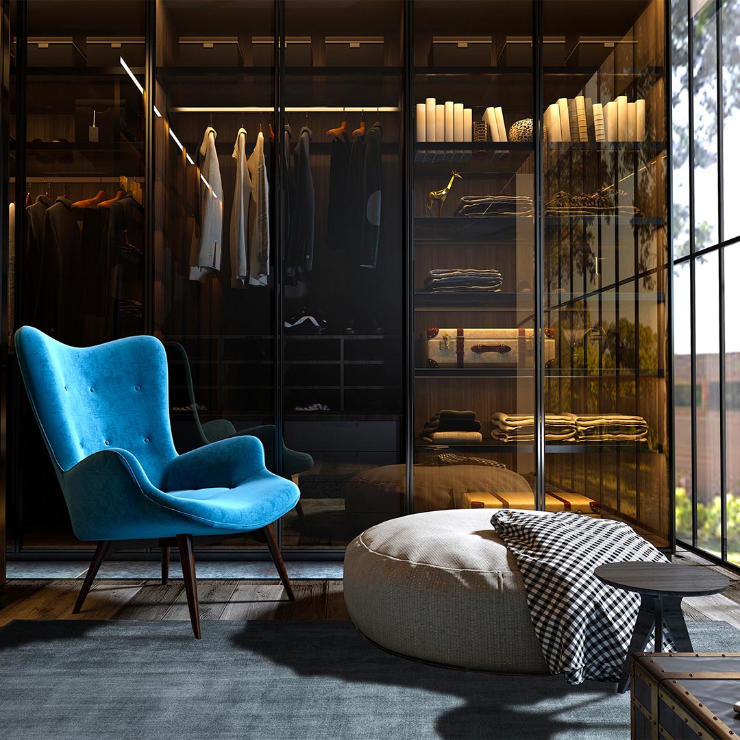 Luce blauw vloerkleed