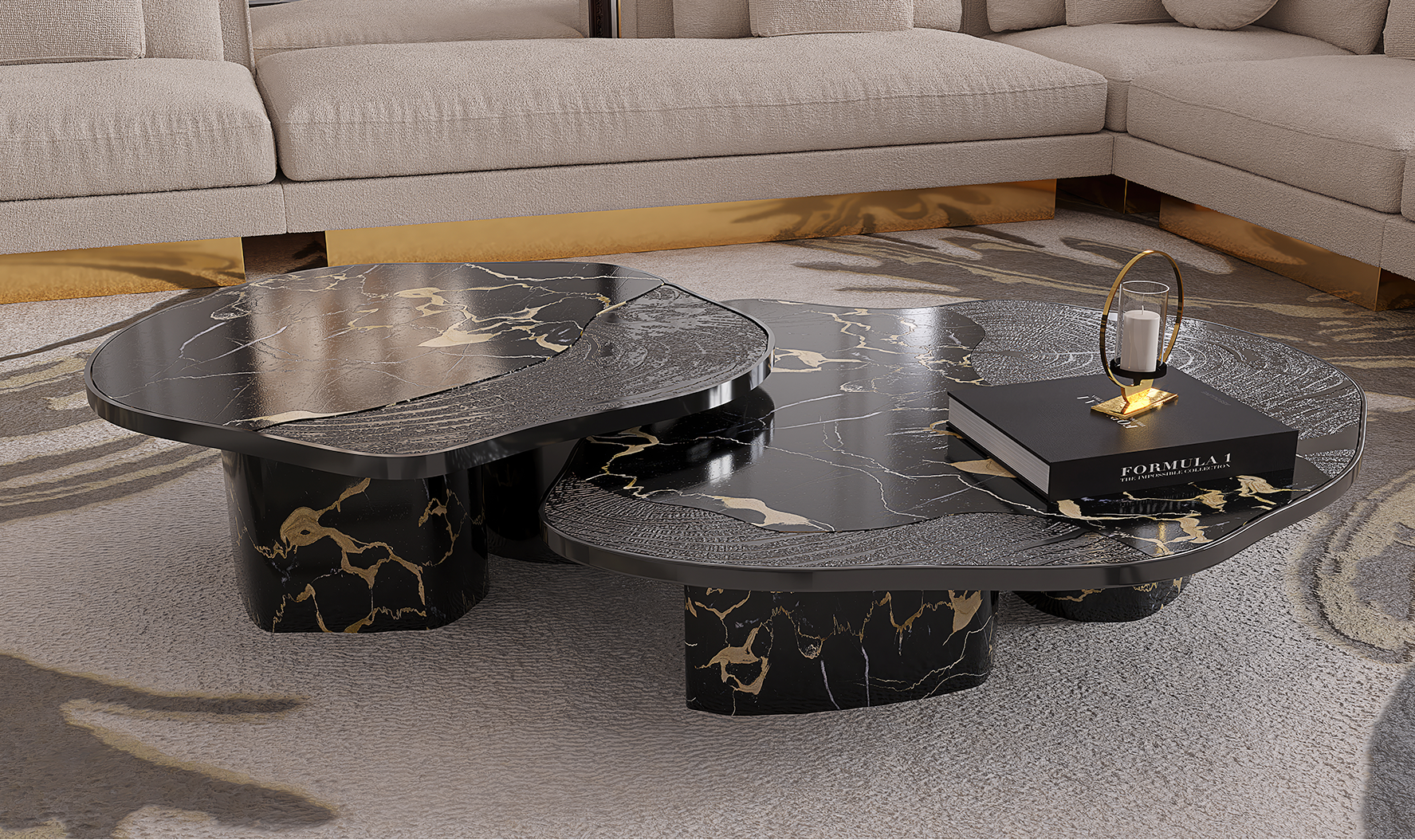 Athena Portoro marmer en onyx tafelset