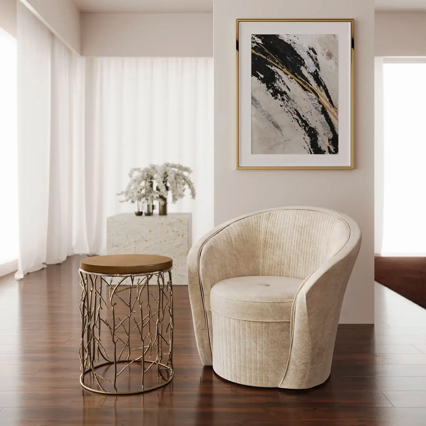 Elowen synthetisch leren bijzettafel