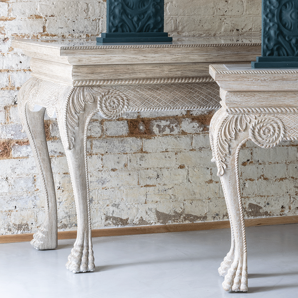 York Venetian White Oak mini console