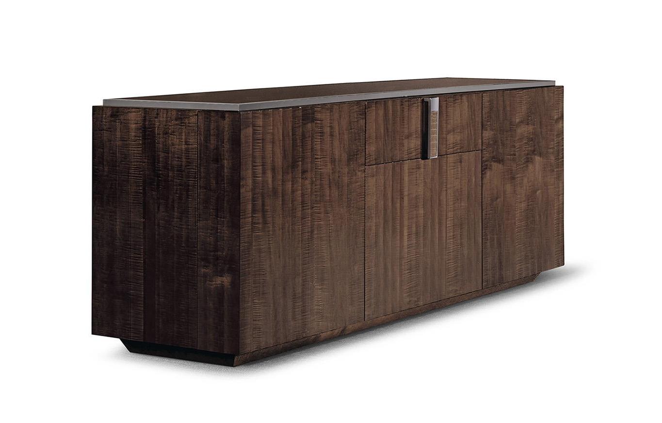 Elegance twee-deurs buffet met premium leer en chroom accenten