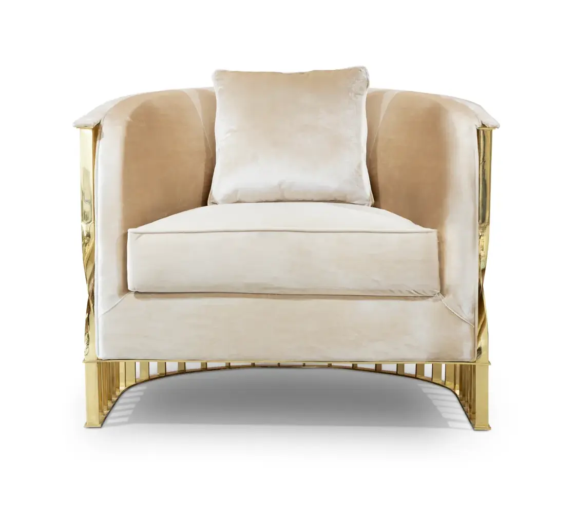 Solene fauteuil gepolijst messing