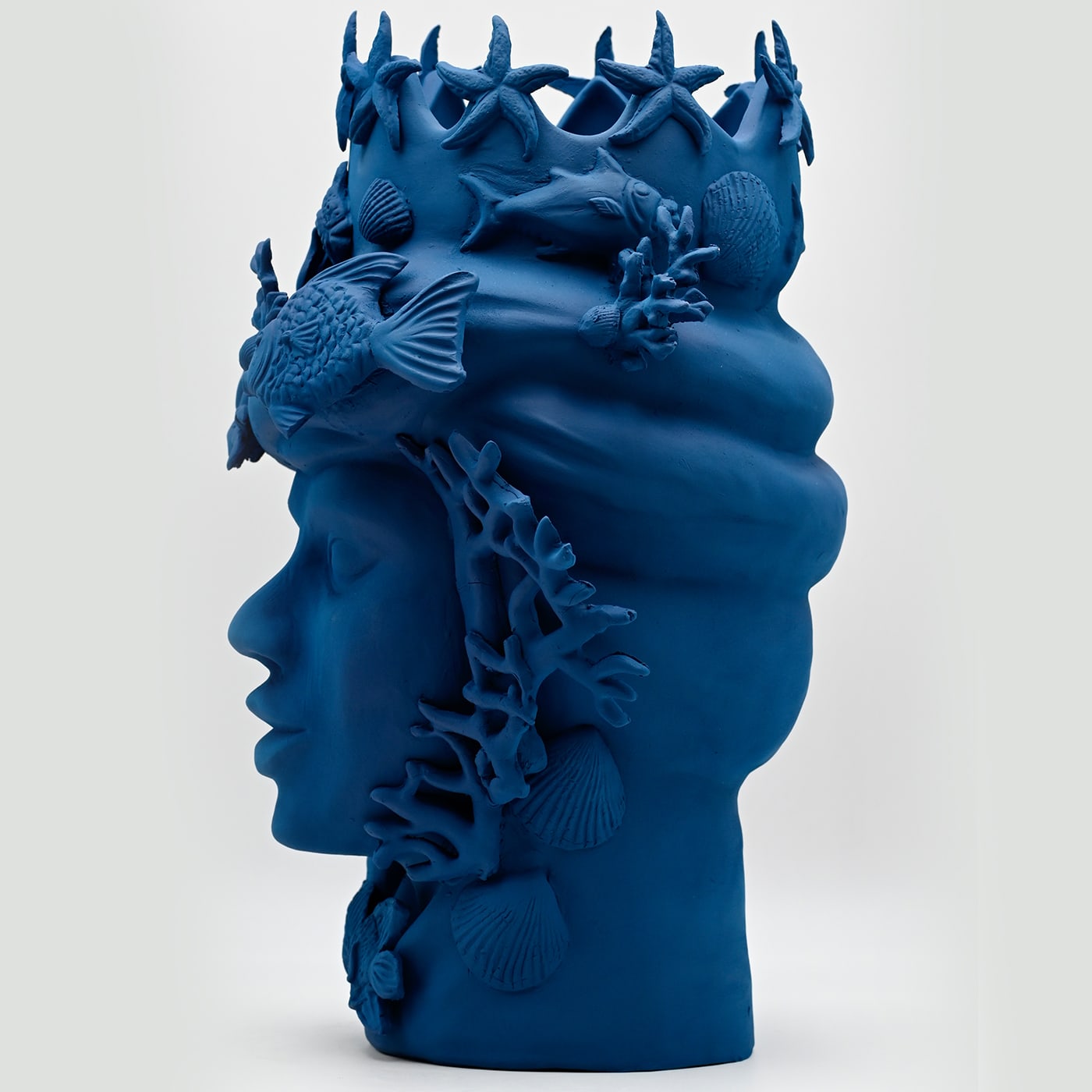 Moor's Head koningsblauwe handgemaakte sculptuur