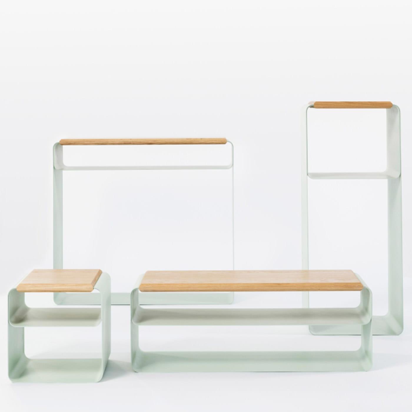 Eigentijdse hout en metaal bank (var. 1)