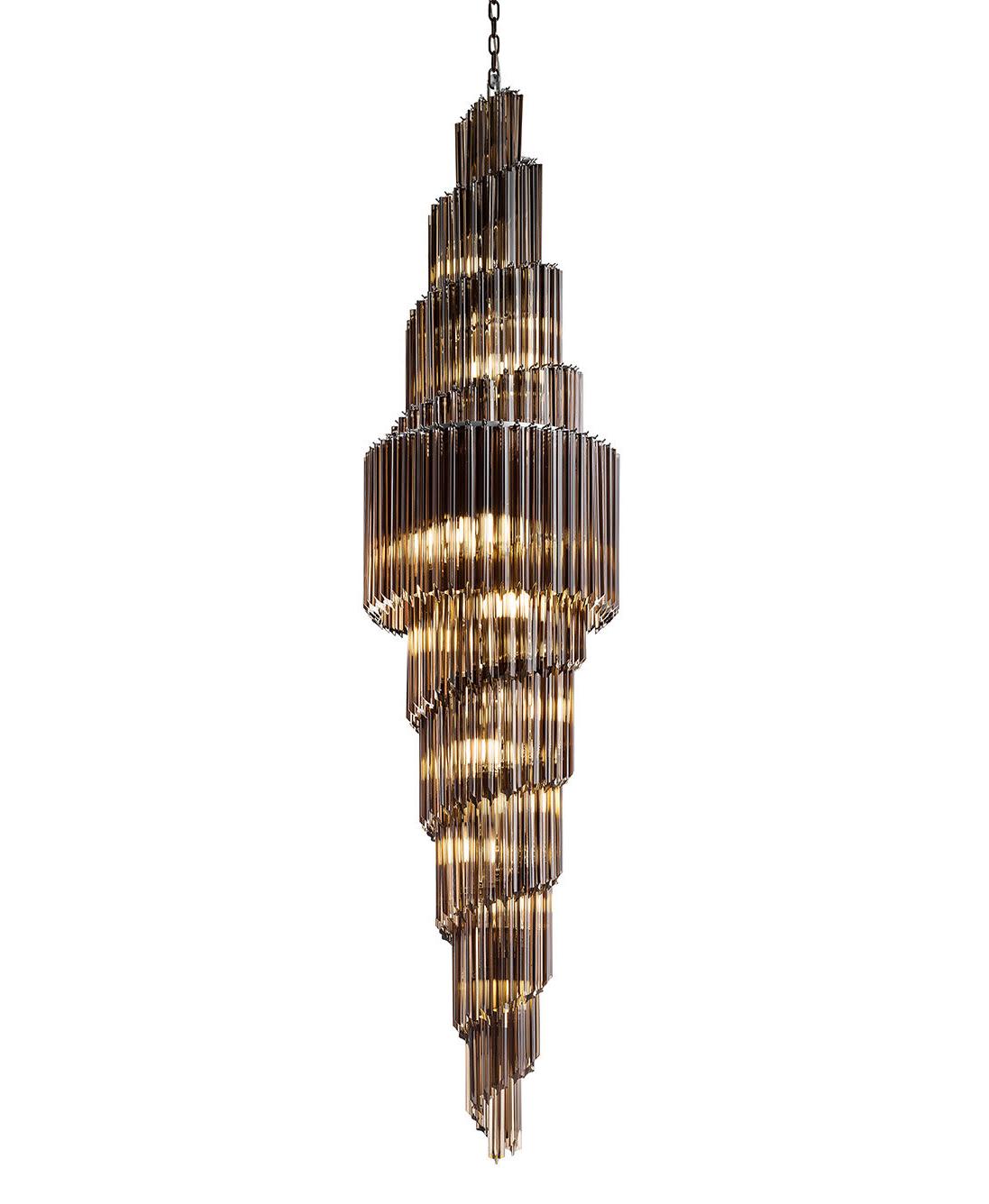 Brunito Ronde Kroonluchter met Rookig Chocoladebruin Glas