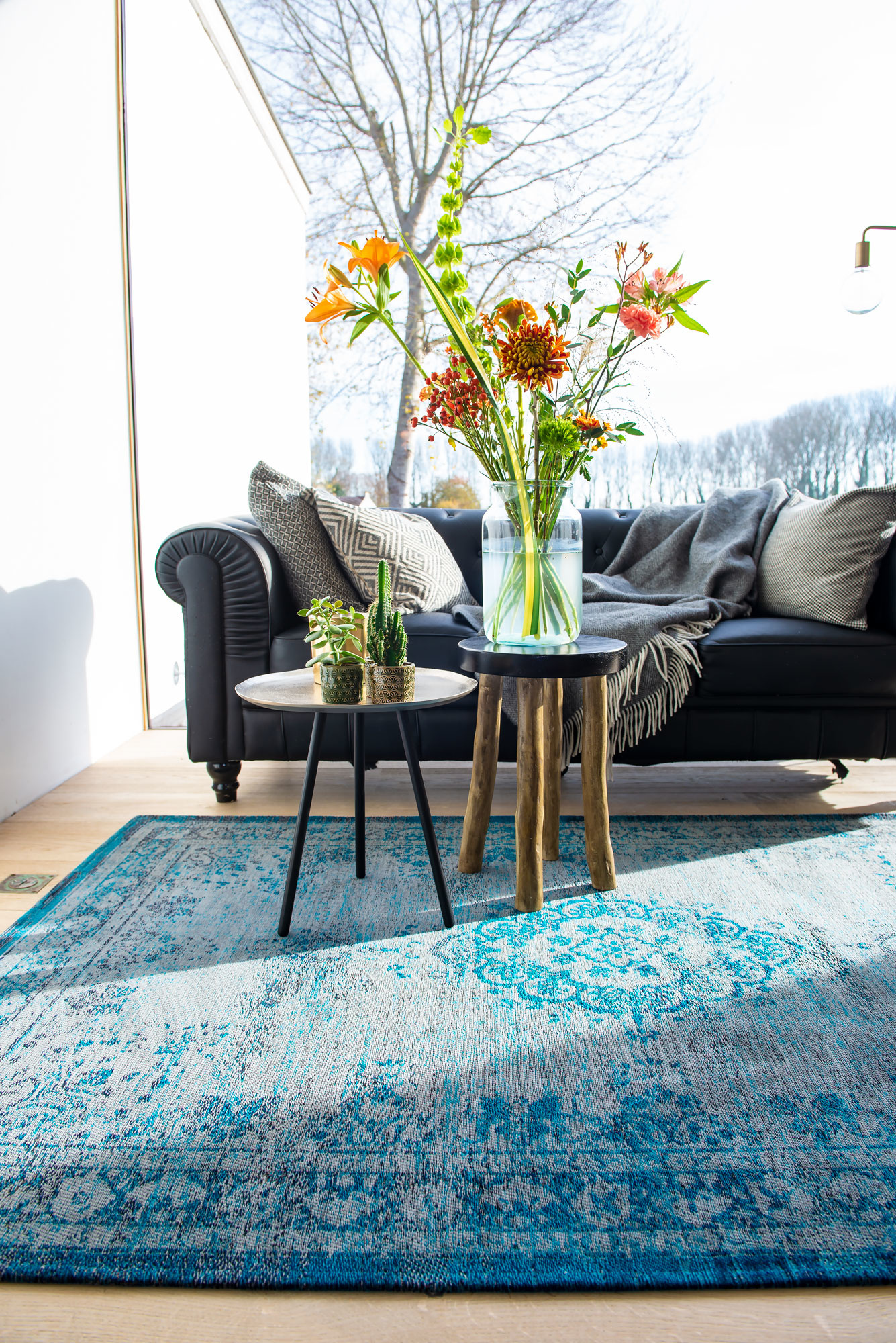 Vintage Style Grey Turquoise tapijt | Maat: 200 × 280 cm