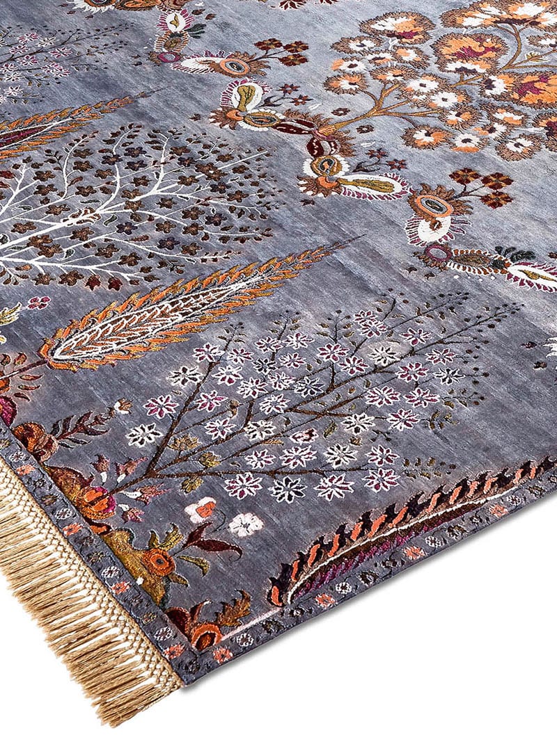 Mughal Charcoal handgemaakte luxe vloerkleed