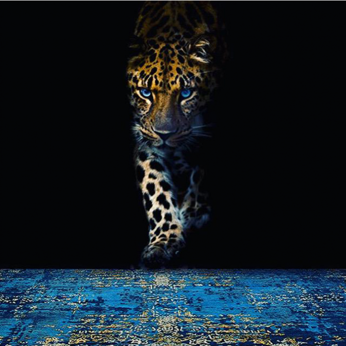 Luxe abstract Blue Gold tapijt | Maat: 170 × 240 cm