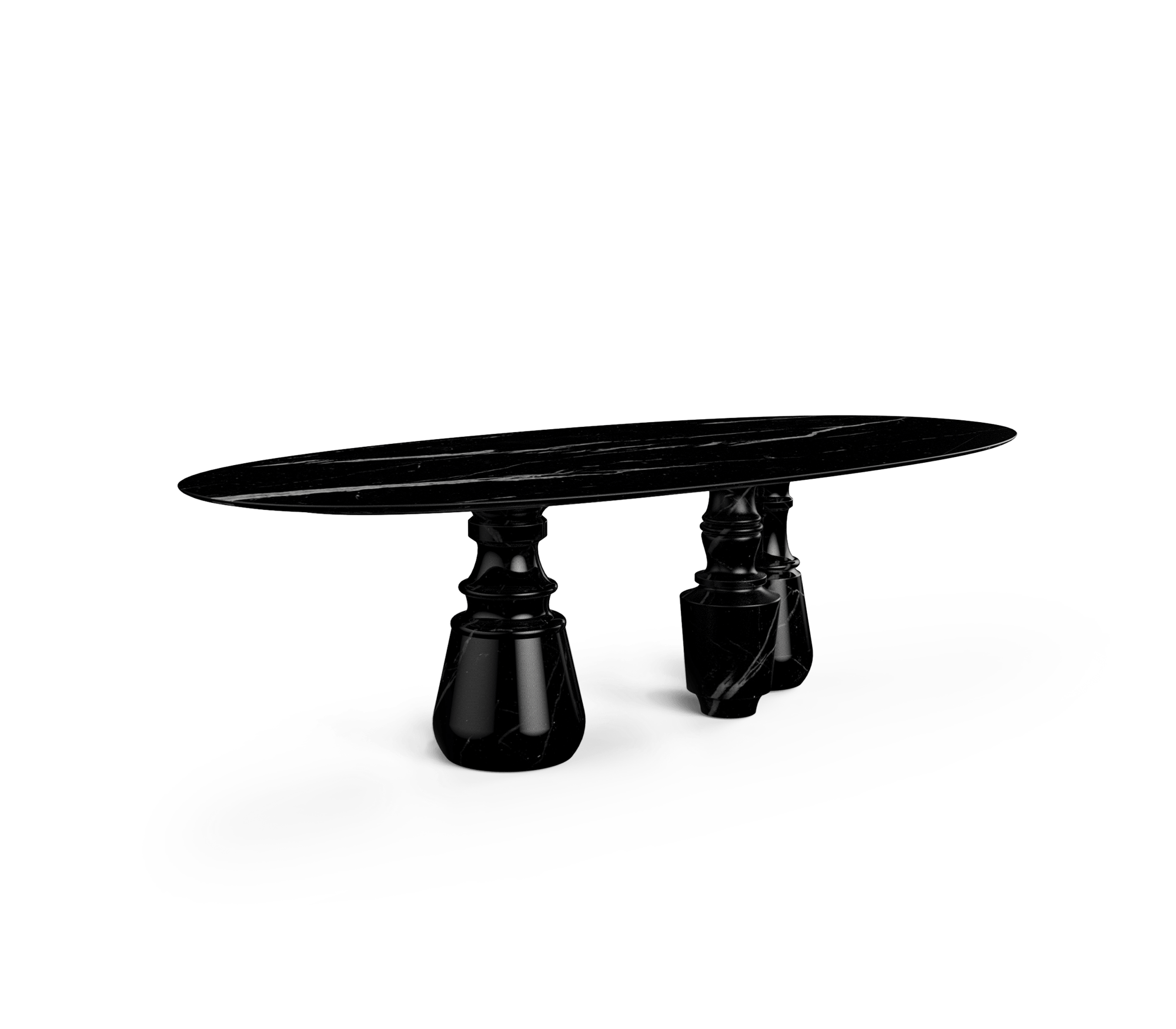 Obsidian ovale XL Nero Marquina eettafel