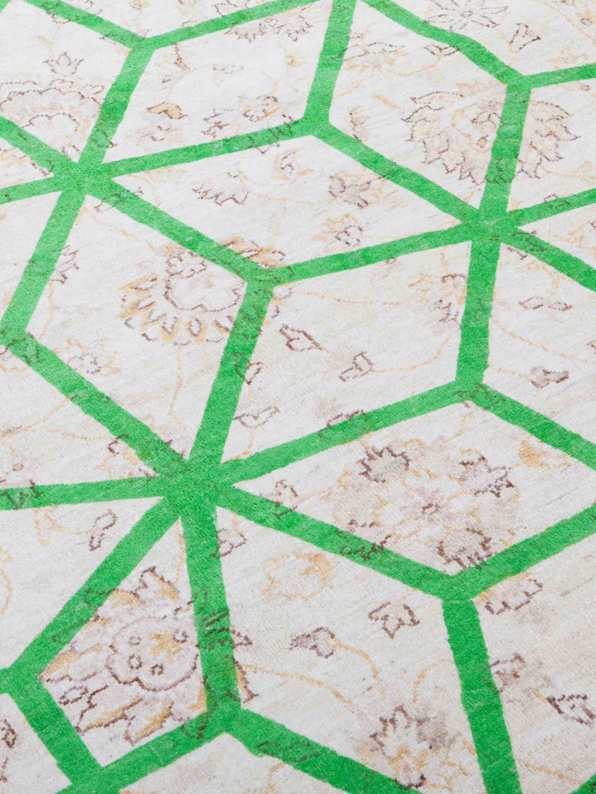 Dubbele laag groen designer vloerkleed