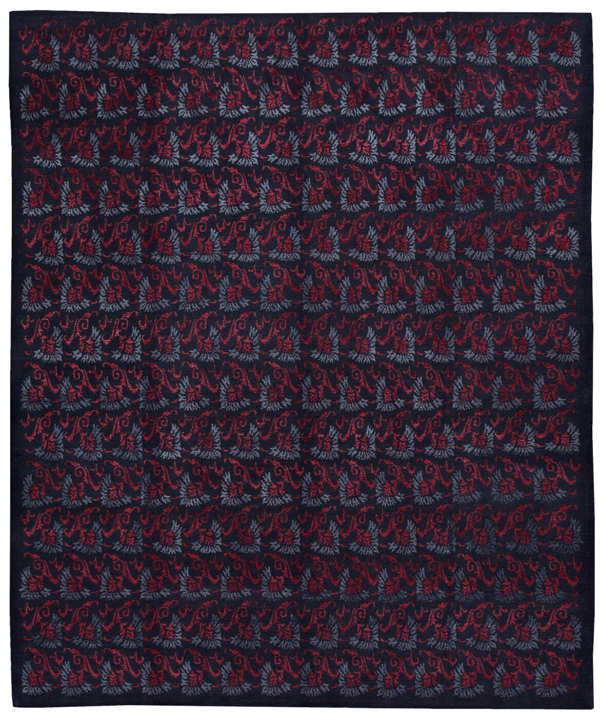 Boteh blauw rood vloerkleed